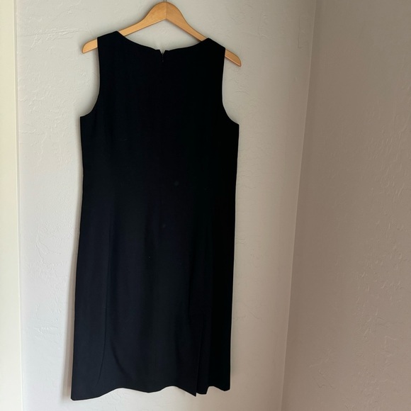 HW New York Womens Black Short Sleeve V-Neck Wool Sheath Midi Dress Size‎ 14 - Picture 11 of 12